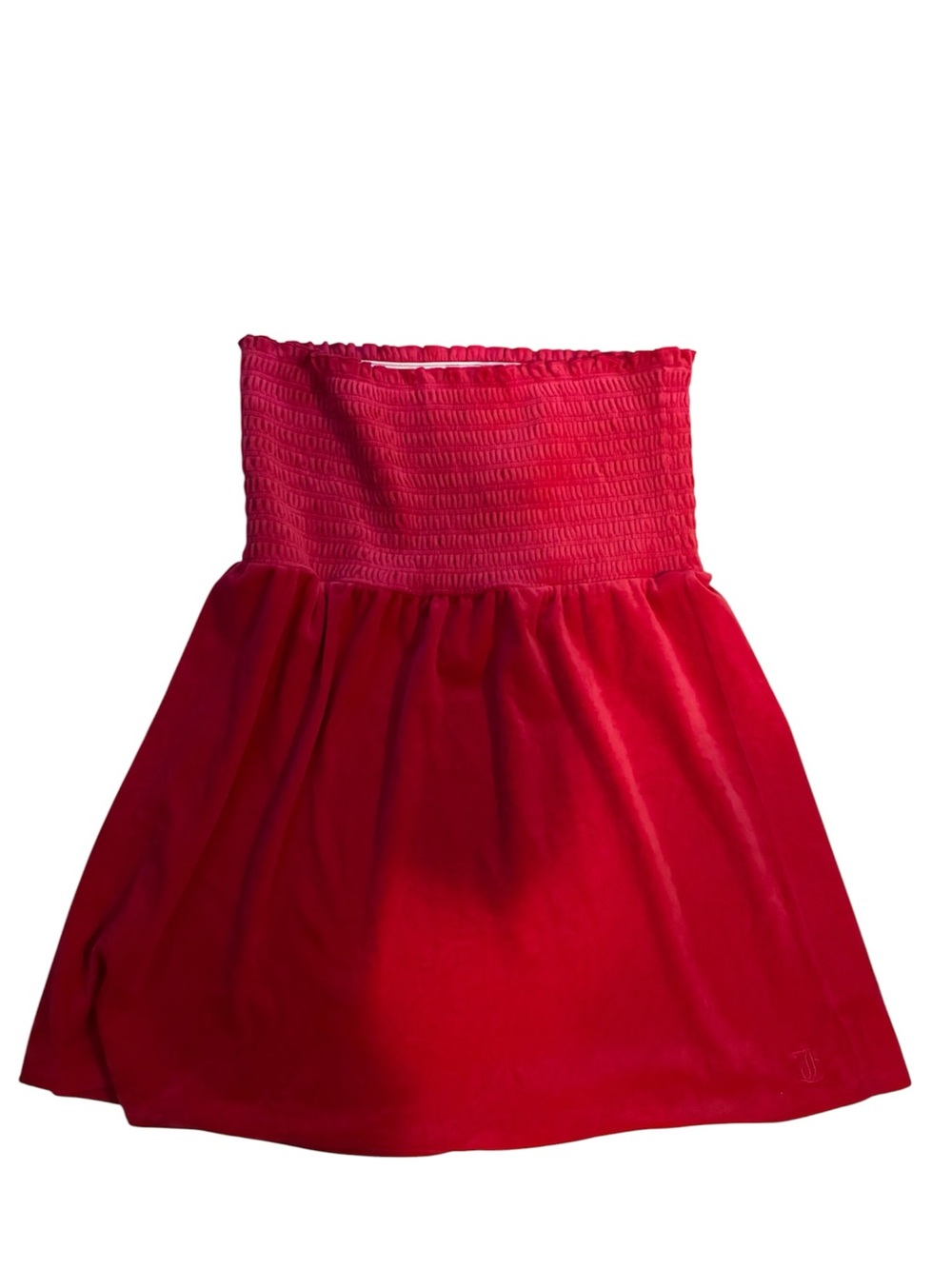 Juicy Couture Red Strapless Smocked Velvet Mini Dress